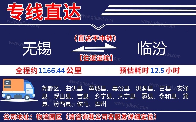 無錫到臨汾物流公司 無錫到臨汾物流公司