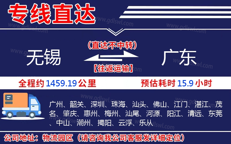 無錫到廣東物流公司