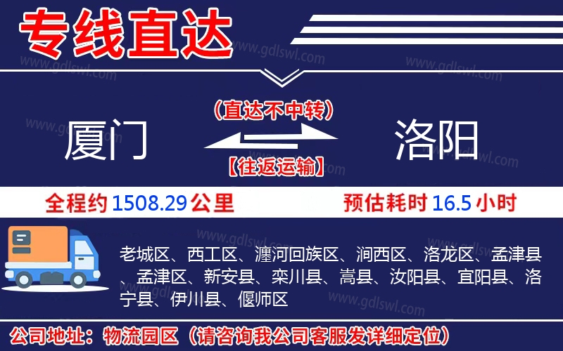 廈門(mén)到洛陽(yáng)物流公司